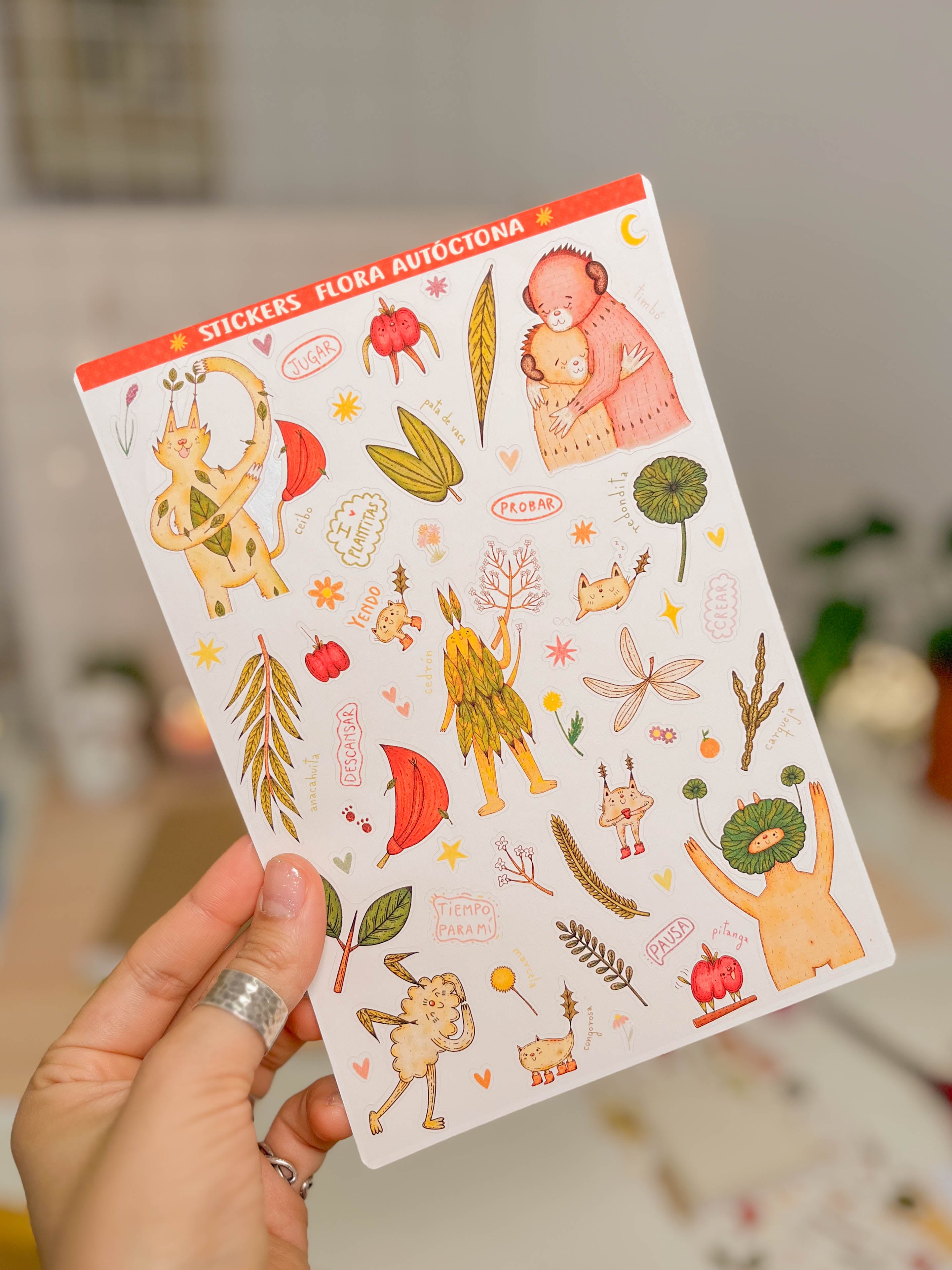 Plancha de stickers 2026 (plantas autóctonas) – Encuadernaciones Polenta