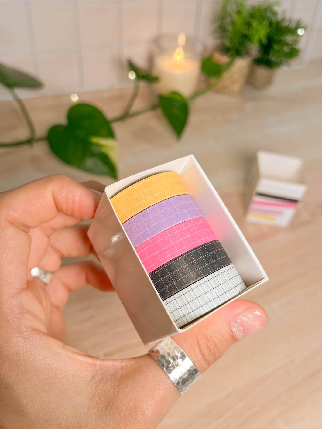 Set washi tape cuadrillé (x5)